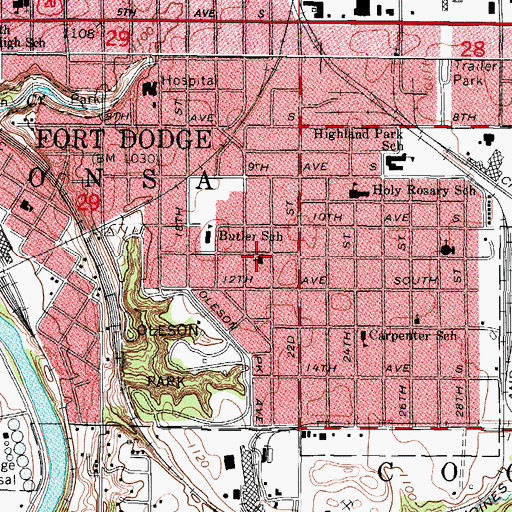 Topographic Map of Epworth United Methodist Church, IA