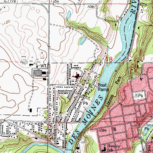 Topographic Map of Hillcrest Elementary School, IA