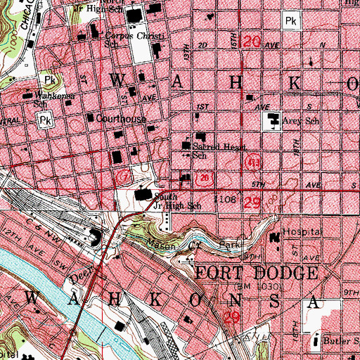 Topographic Map of Saint Paul Lutheran School, IA