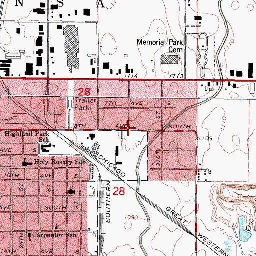 Topographic Map of East Lawn Acres Park, IA