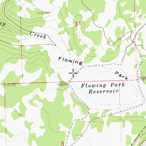 Topographic Map of Flowing Park Dam, CO