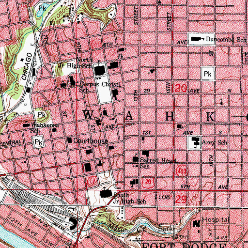 Topographic Map of Veterans Memorial Park, IA
