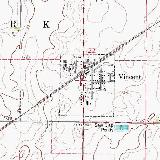 Topographic Map of Vincent Post Office, IA