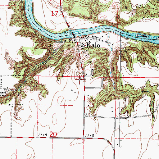 Topographic Map of Otho-Kalo Community Church, IA