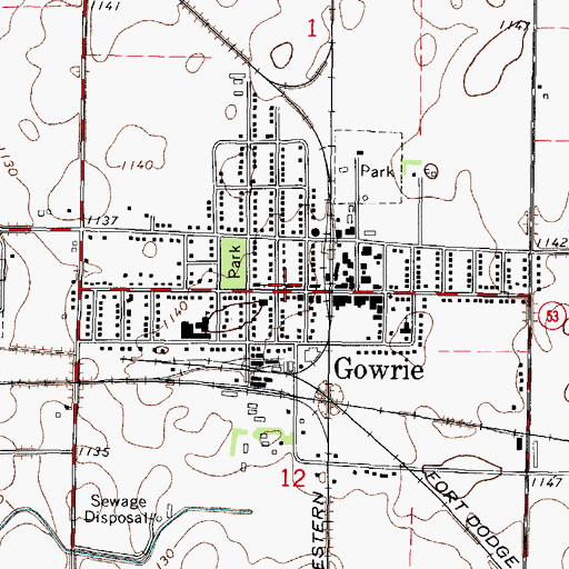 Topographic Map of Gowrie City Police Department, IA