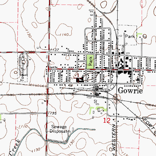 Topographic Map of Southeast Valley High School, IA