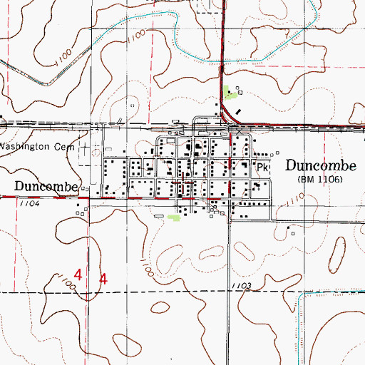 Topographic Map of Duncombe Fire Department, IA