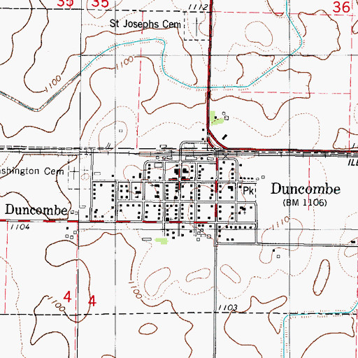 Topographic Map of Duncombe Public Library, IA