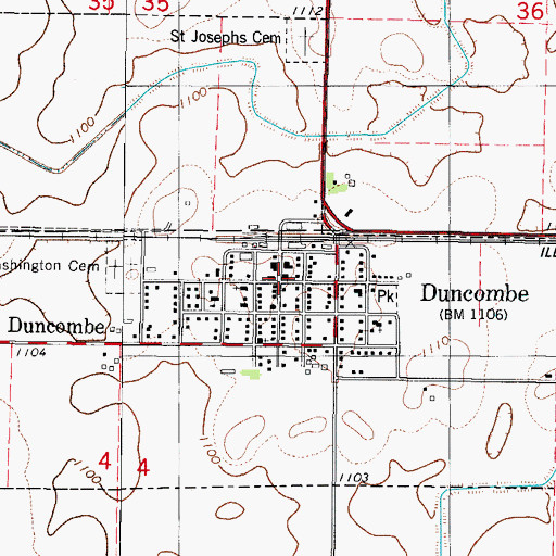 Topographic Map of Duncombe City Hall, IA