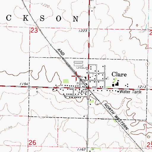 Topographic Map of Clare, IA