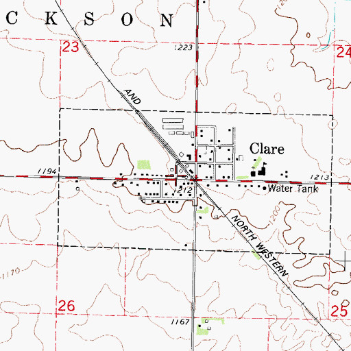 Topographic Map of Clare Post Office, IA