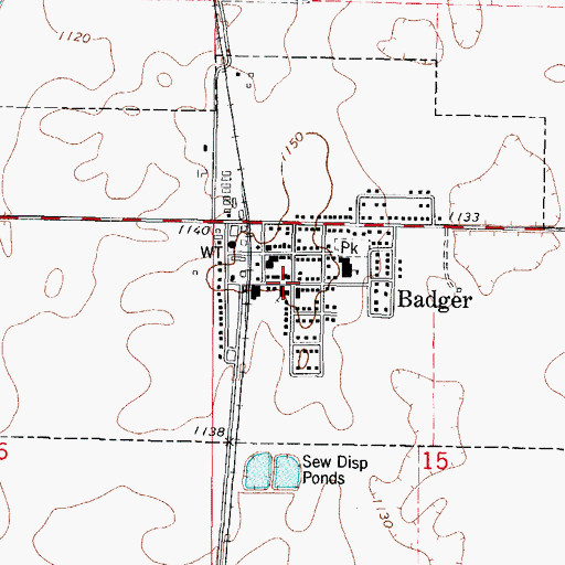 Topographic Map of Badger Lutheran Church, IA