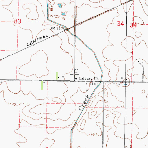 Topographic Map of Calvary United Presbyterian Cemetery, IA