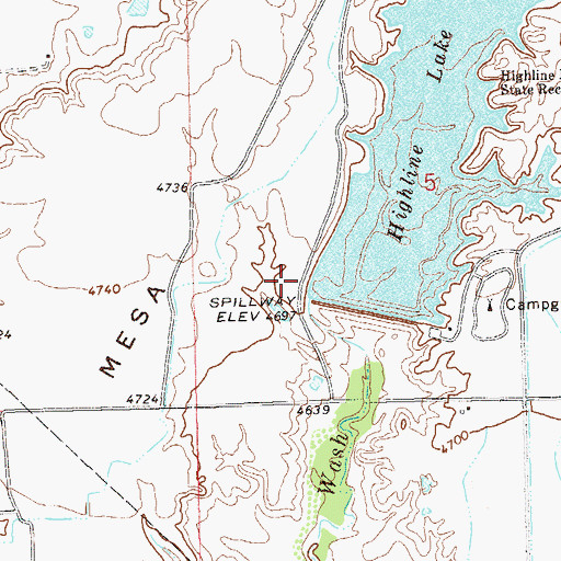 Topographic Map of Upper Highline Dam, CO