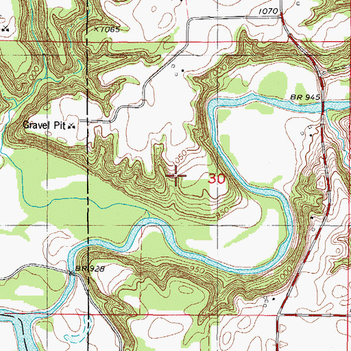 Topographic Map of Boonesfork Wildlife Area, IA