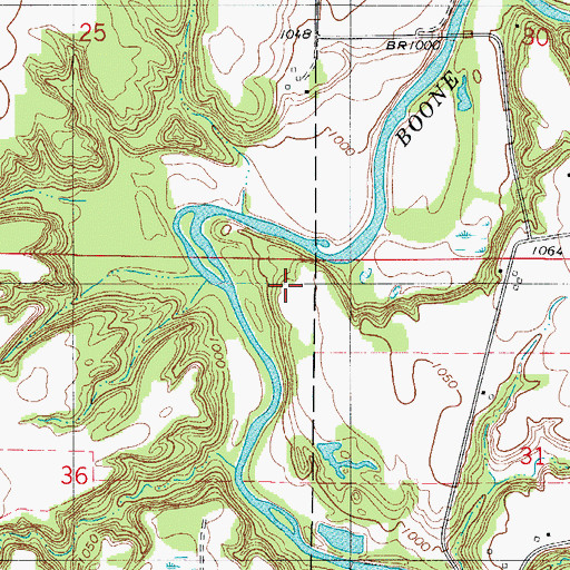 Topographic Map of Barner Wildlife Area Number One, IA