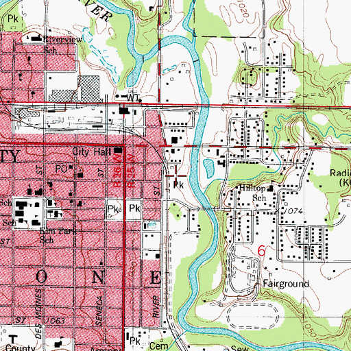 Topographic Map of Riverside City Park, IA