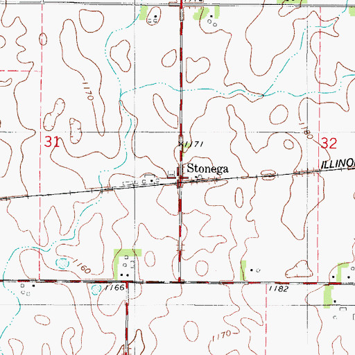 Topographic Map of Stonega, IA