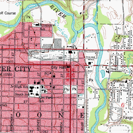 Topographic Map of Webster City City Hall, IA