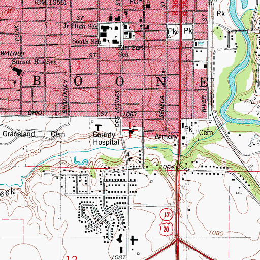 Topographic Map of Pleasant View Elementary School, IA