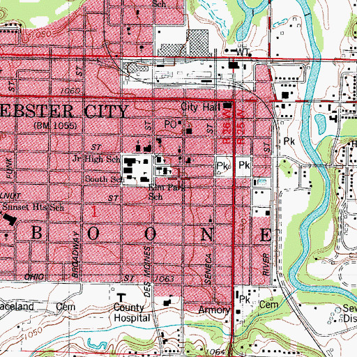 Topographic Map of Kendall Young Public Library, IA