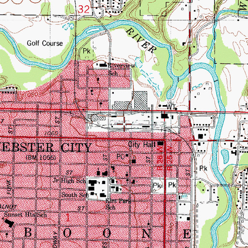 Topographic Map of Webster City, IA