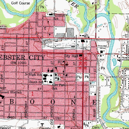 Topographic Map of First Baptist Church, IA