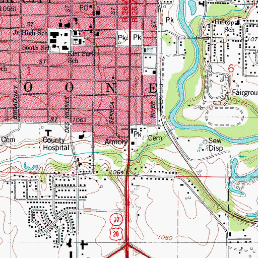 Topographic Map of Bonebright Museum Complex, IA