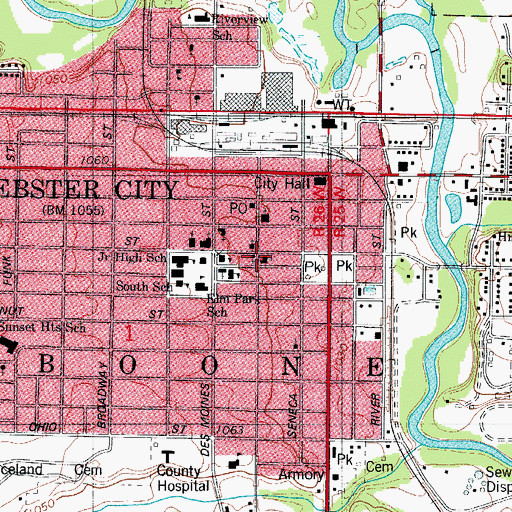 Topographic Map of First Congregational United Church, IA