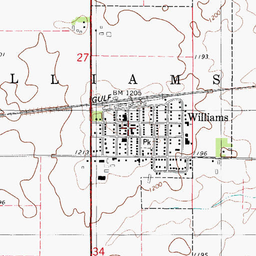 Topographic Map of Williams Post Office, IA