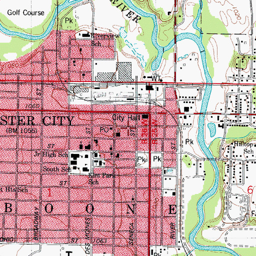 Topographic Map of Webster City Post Office, IA
