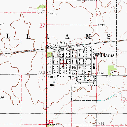 Topographic Map of Williams Public Library, IA