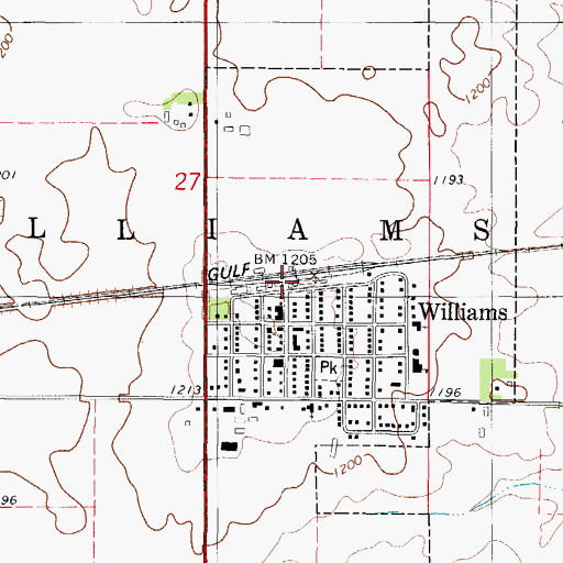 Topographic Map of Williams, IA