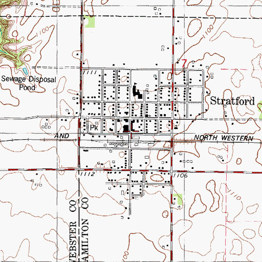 Topographic Map of Stratford City Hall, IA