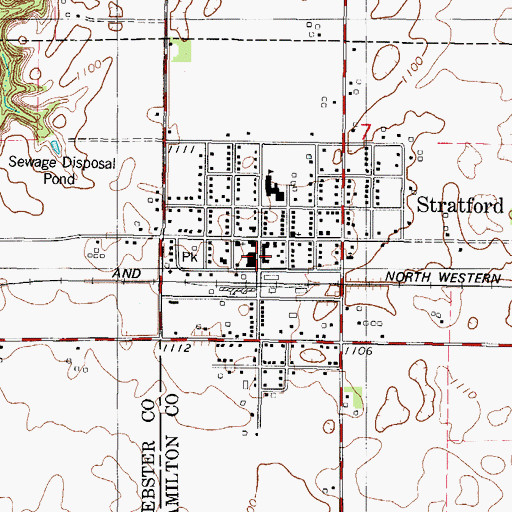 Topographic Map of Stratford Library, IA