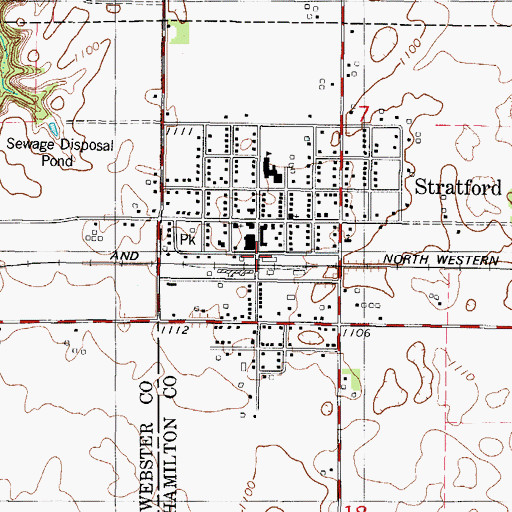 Topographic Map of Stratford Post Office, IA