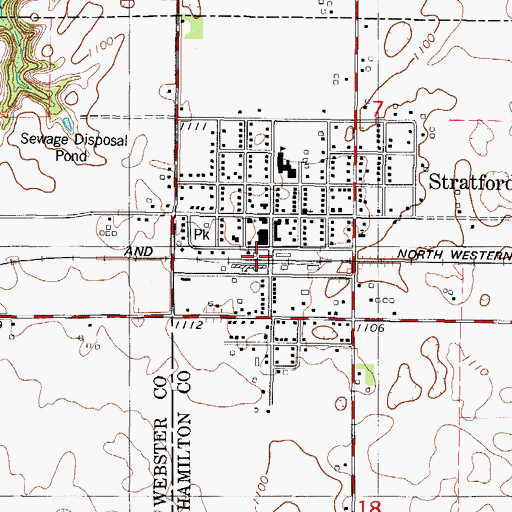 Topographic Map of Stratford (historical), IA