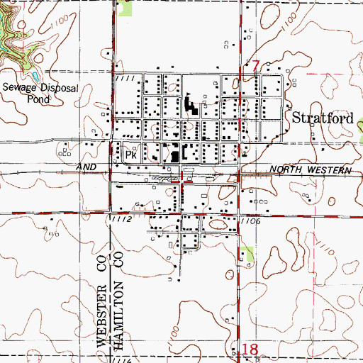 Topographic Map of United Co-op Elevator, IA