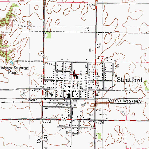 Topographic Map of Stratford Elementary School, IA
