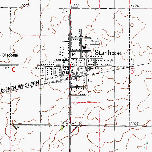 Topographic Map of Stanhope (historical), IA