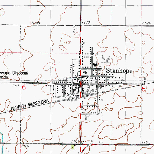 Topographic Map of Stanhope Post Office, IA