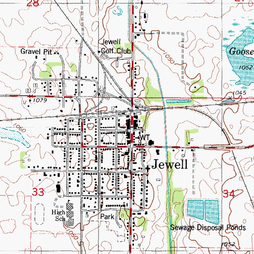 Topographic Map of Jewell City Hall, IA