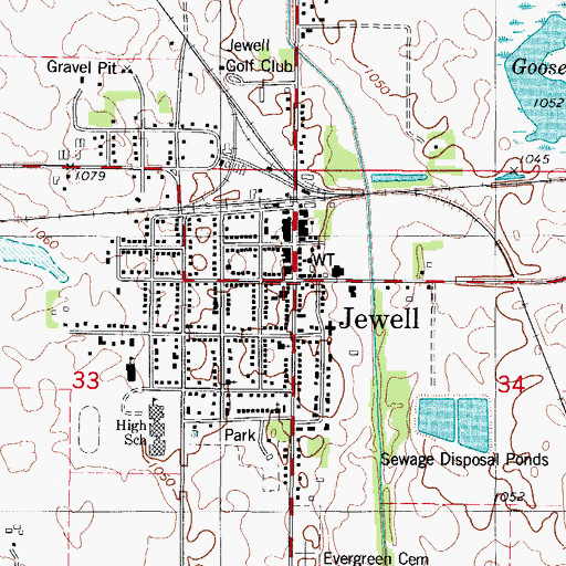 Topographic Map of Jewell Post Office, IA