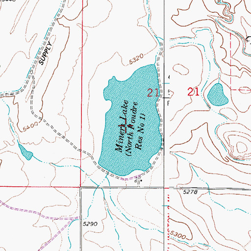 Topographic Map of North Poudre Reservoir Number 1, CO