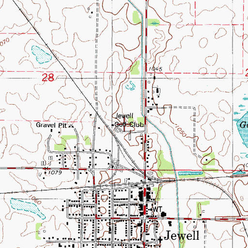 Topographic Map of Jewell Golf and Country Club, IA