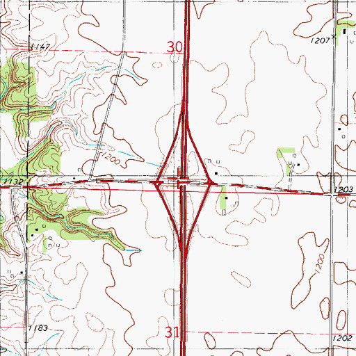 Topographic Map of Interchange 139, IA