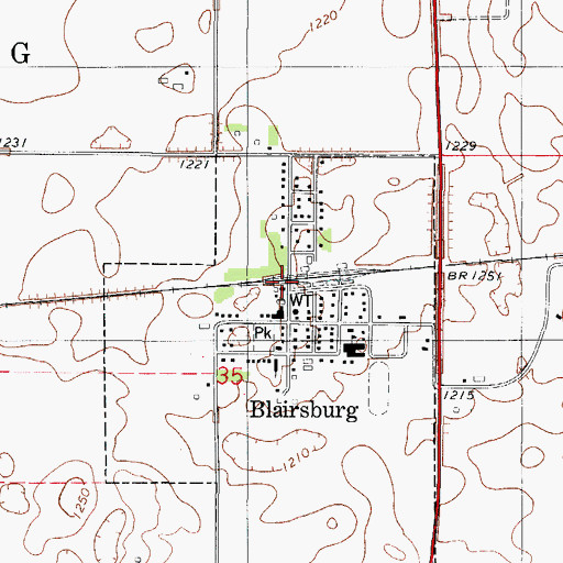 Topographic Map of Farmers Co-op Elevator, IA