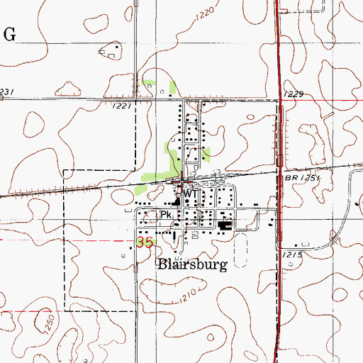 Topographic Map of Blairsburg, IA