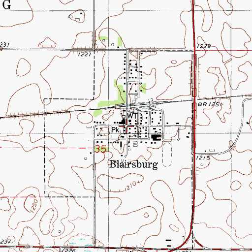 Topographic Map of Blairsburg Town Hall, IA