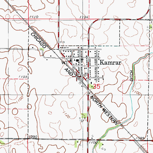 Topographic Map of Kamrar, IA